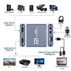 Capture Card 1080p 60fps, 4K HDMI Video Game