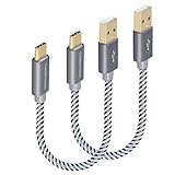 CableCreation Short USB C Cable, [2-Pack] 0.5 ft USB C to A Cable Braided Fast Charging, Compatible with Galaxy S10/S9/S9+, Note 8, LG V50 V30, GoPro Hero 7 6 5, Space Gray [56K Ohm Resistance]