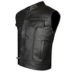 SOA Men's Leather Vest Anarchy Motorcycle Biker Club Concealed Carry Outlaws L