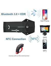 Sistema de comunicación para motocicleta, casco de motocicleta con Bluetooth de Freedom Conn COLO RC, con mando a distancia L3 (NFC, radio FM, manos libres, rango de 3,280.8 ft, par de 2 a 3 conductores, 2 unidades)