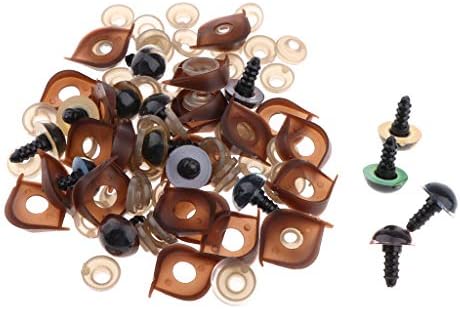 DYNWAVE 100Pcs 14/12mm Safety Eyes Eyelid with Thread End & Washers Buckle for Doll, Puppet Making - Multicolored, 12mm