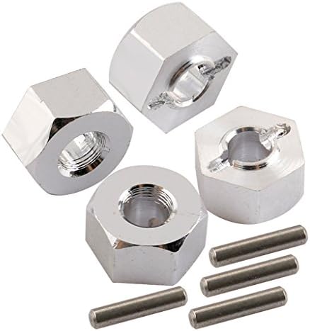 Yiguo Silver 12mm Hex Adapter Aluminum Hub Nuts and Pins for 1:10 Traxxas Slash 4X4 Set of 4