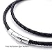 jonline24h Mens Womens Black Braided Leather Cord Rope Necklace Chain Stainless Steel Clasp 4mm 14-30inch