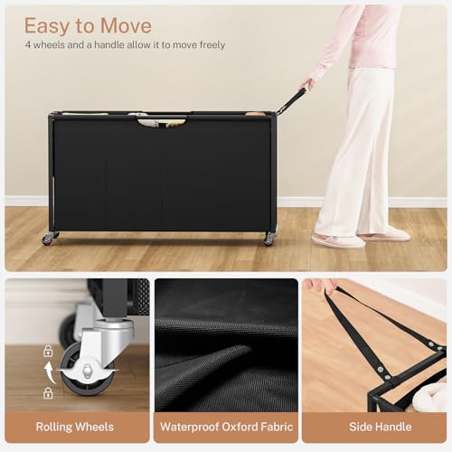 Large Laundry Sorter, 300L Rolling Laundry Hamper with 4 Section Pull-Out Bags, Laundry Basket with 3 Drawers, Laundry Hamper with Wheels, Laundry Room Organization for Bathroom Bedroom, Rustic Brown