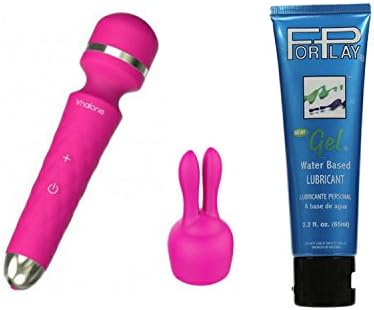 Rock 7-mode USB Rechargeable Powerfull Personal Body Massager Non-Porous Silicone with Free Bunny Sleeve Attachment &amp; ForPlay Personal Gel 2.2 Oz