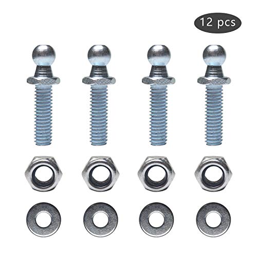 Beneges 4 Pair 10mm Ball Studs With Hardware Lock Nuts Washers 5/16-18 Thread x 1" Long Shank For Universal Gas Lift Support Strut End Fittings