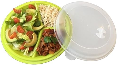 Portion Control Plate - Meal Prep Sturdy Reusable With Lid - 3 Sections Microwave Freezer &amp; Dishwasher Safe BPA Free Plastic - Ideal for Weight Loss - Senior Care - Kids