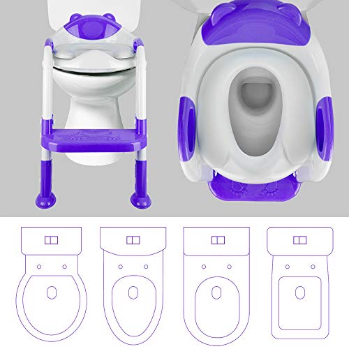 PITAYA Potty Training Seat with Step Stool Ladder,Comfortable Safe Potty Seat with Anti-Slip Pads Ladder ,Potty Training Toilet for Kids Boys Girls Toddlers,with Potty Training Champion Card(Purple) - Thumbnail 3