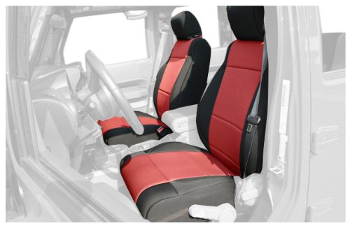 Rugged Ridge 13214.53 Black & Red Custom Neoprene Front Seat Cover - Pair