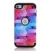 iPod Touch 6 Case, iPod Touch 5 Case, KAMII [Colorful Series] 3in1 Shockproof Full-Body Protective Hard PC+Soft Silicone Hybrid Hard Case Cover for Apple iPod Touch 5 6th Generation (Black)