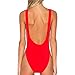 Dixperfect 90s Trend One Piece Swimsuit Low Cut Sides Wide Straps High Legs for Women (M, Red)