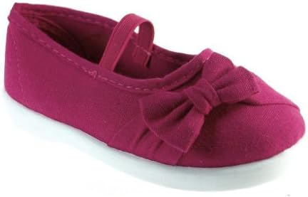 Delic8 Toddler Girls Adore-55I Canvas Mary Jane Flats, Fuchsia, 8
