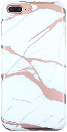 LYFSTYL Case for iPhone 8 Plus and iPhone 7 Plus | Premium Marble Design IMD TPU Matte Finish Slim-Fit Clear Bumper Flexible Soft Rubber Silicone Case | Rose Gold Milky White