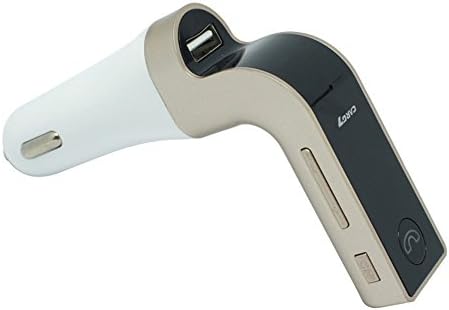 Multi-functions Bluetooth Car Kit, FM Transmitter, Hands Free Calling, In-Car Radio Adapter, USB Car Charging for iPhone, iPad, Samsung, LG, Huawei, Motorola, HTC smartphones, tablets (Gold)