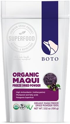 Boto Superfood Maqui Berry Powder.3.5 oz. Bag - Organic. Non-GMO, Freeze Dried, Gluten Free