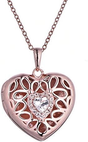 Fine Sterling Silver-Custom Photo Heart Locket Necklace-That Holds Pictures for Women-The Katharine