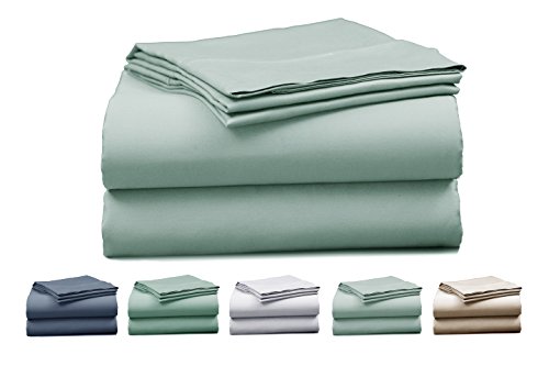 Elles Bedding Collections 750 Thread Count Bed sheets 100% Cotton Queen Sheet Set Sateen Weave Deep Pocket with Marrow Hem Silver