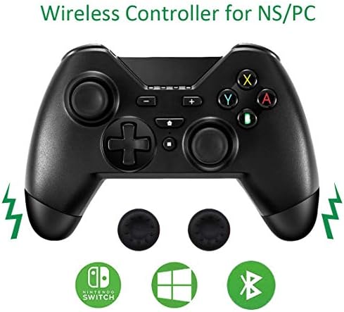 Wireless Switch Controller,Dual Vibration Switch Pro Controller Compatible with Nintendo Switch Game Motion Gamepad Controller with 2pcs Thumb Grip Cover Anti Slip by Jazane Third Party Product