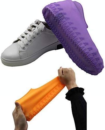 Non-Slip Silicone Rain Boot Shoe Cover Waterproof Reusable Foldable Overshoes for Men Women Outdoor Sport with Excellent Elasticity(Random Color)