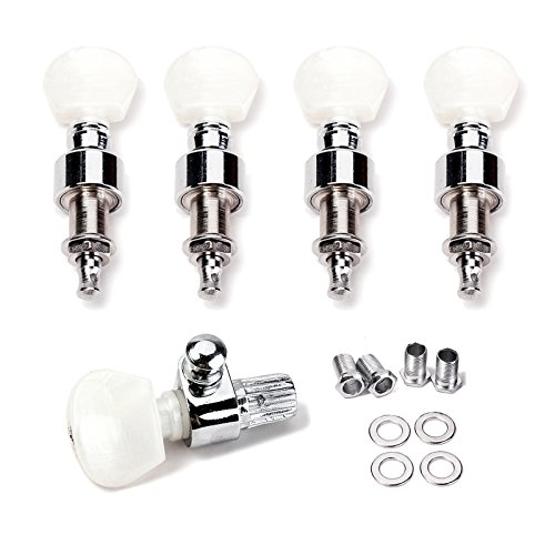 Alnicov 5 String Banjo Geared Machine Heads 5Piece W/Pearled Pegs,Chrome