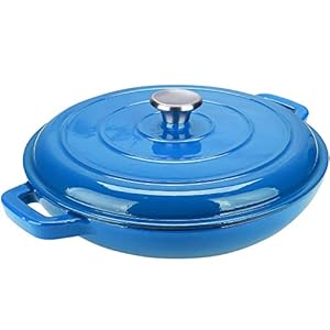 Puricon 3.6 Liter Geëmailleerde Gietijzeren Braadpan met Deksel, Kookpan met Antiaanbaklaag Nederlandse Oven, voor…