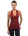 PattyBoutik Women Halter Ruched Sides Top (Burgundy Medium)