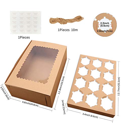 20Set Cupcake Boxes Hold 12 Cupcakes, White Cupcake Containers With