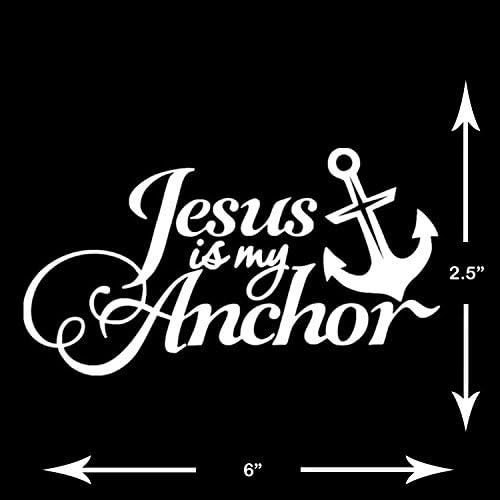 Jesus Heart Jesus is my Anchor Vinyl Decal Sticker Cars Trucks Vans Walls Laptops White (Jesus is my anchor)