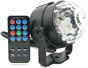 DaCuan Mini 3W Music Sound Activated Lights Crystal Magic Ball Lamp RGB Stage Dance Lights KTV Magic Colorful Rotating Ball Lamp for Dance Party Holiday Show Pub Holiday Xmas with RC