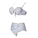 Leadmall Women’s Stripe Push Up Bikini Set – Ladies Plus Size Padded Two Piece Swimsuit with Front Bow – High Waist Bottom Bathing Suitthumb 4