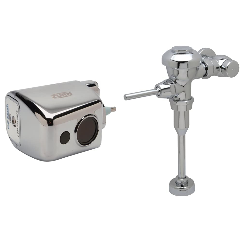 Zurn ZERK-CPM AquaSense E-Z Flush Retrofit Kit with Metal Cover, Chrome & Z6003-YB-YC Aquaflush Exposed Manual Diaphragm Flush Valve with 3.5 GPF, Sweat Solder Kit, and Cast Wall Flange in Chrome Image