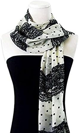 Rivchell Fashion Scarf Female Scarves Black White Polka Dot Stripes Work Attire Accessories Business Office Clothing Ideas (White/Black)
