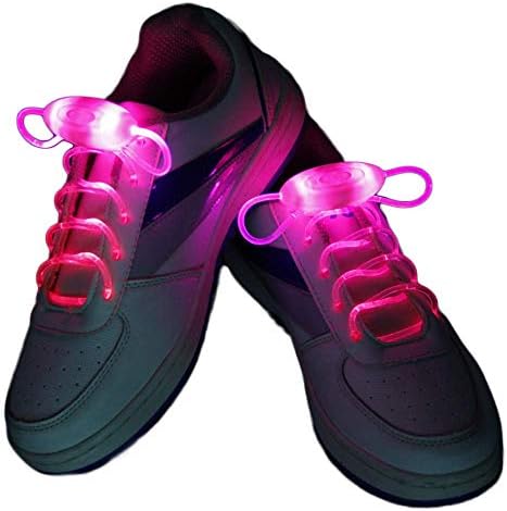 Suncentech Luminous Shoelaces 2 Pairs Switchable LED Light Up Shoestring Glowing Shoe Laces, Novelty Party Dress Decor (Pink)