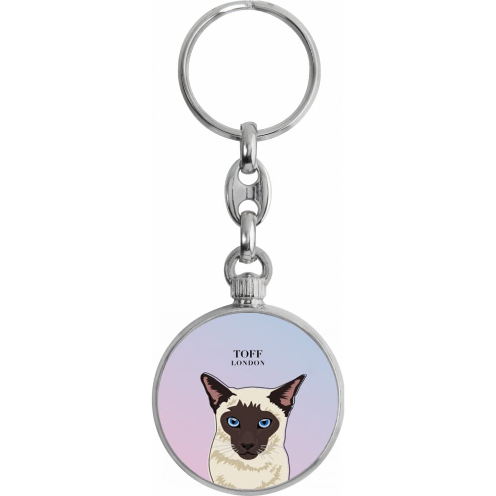 Toff London Beige Siamese Cat Head Keyring
