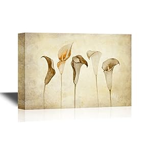 Canvas Wall Art - Beautiful Vector Image with Nice Watercolor Calla Flowers - Gallery Wrap Modern Home Art | Ready to Hang - 12x18 inches