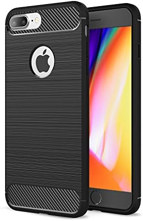 iPhone 7 Plus / iPhone 8 Plus Case, OTOLIN [Extreme Tough] Brushed Metal Texured Design, Edgy Carbon-Fiber Trim Dynamic Durable Anti-Slip, TPU Impact Shock-Absorbent Case (Black)