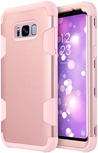 UARMOR Phone Case for Samsung Galaxy S8 Plus, Heavy Duty Full-Body Protective Shockproof Slim Hybrid Dual Layer Cases with Soft Silicone Bumper Hard Shell Solid PC Back Anti-Scratch, Rose Gold