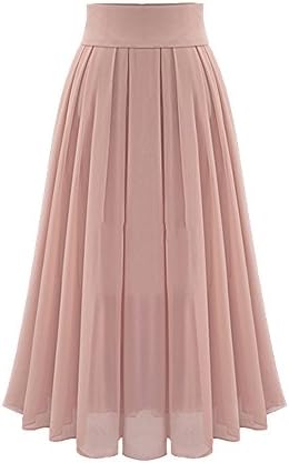 DAILISHA Womens Fairy Chiffon Long Solid Color Skirt (S, Pink)