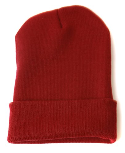 Blank Long Cuff Beanie - Maroon