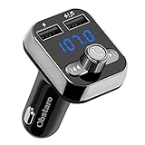 FM Transmitter, OBSTARO Bluetooth Fm Transmitter for car, Wireless in-car Bluetooth Receiver MP3 Player Stereo Radio Adapter car kit with Dual USB Ports,Hands Free for All Smartphones
