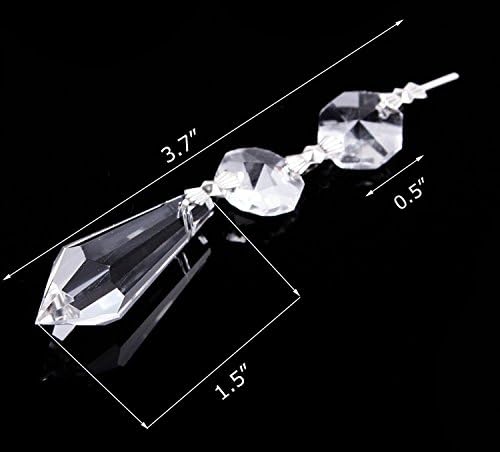 Pack of 12 Hanging Clear Crystal Glass Icicle Prisms Pendants for Chandelier,Candelabra,Ceiling Lights ,Wedding Display Decoration