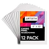 Artistik Canvas Panels - Artist Canvas Panel Boards for Painting Quality Acid Free Blank Flat Canvases Paint Boards Quality Art Paint Supply (10 x 8-12 Pack)