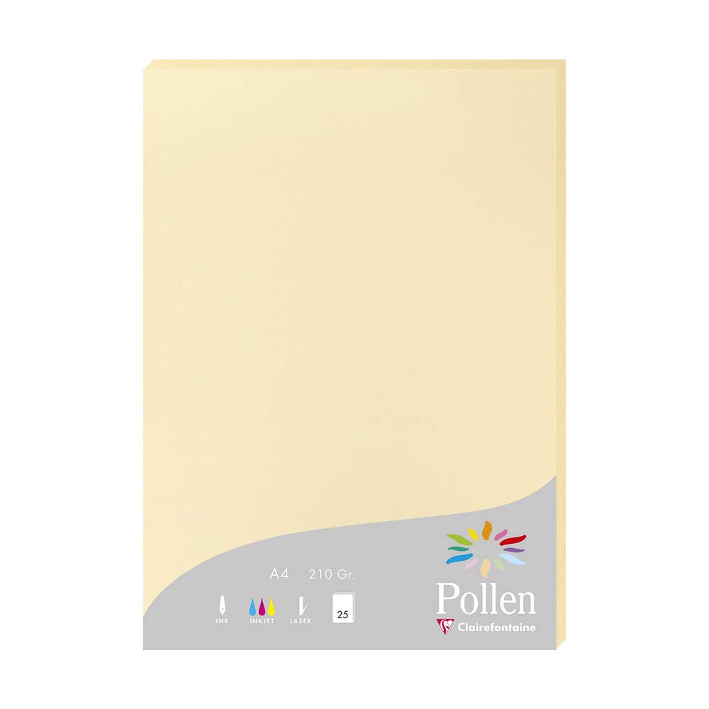 Clairefontaine 24206C Wallet of 25 Sheets Format A4 (21x29,7cm) 210gsm Colour Tawny Invitation Paper Events Correspondence Pollen Range Premium Smooth Paper