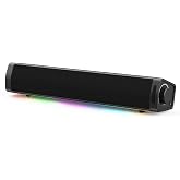 ABRRU Computer Speakers for Desktop PC, Gaming Soundbar with 3 EQ Modes | Desktop Monitor Speakers with Enhanced Bass, Headphone Jack, and USB-C/USB-A adapter for Windows, Mac, and PS5. Plug and Play