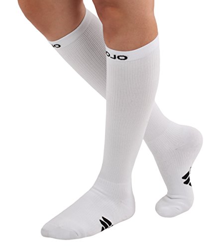 Mojo Athletic Compression Socks - White XL Medium Support 15-20mmHg