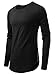 HEMOON Men's Basic Cotton Long Sleeve Elong Hemline T-Shirt Top