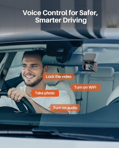 KAWA 2K 1296P QHD Mini Car Camera, Voice Control Dashcam, G-Sensor, Free 32GB TF Card, Built-in WiFi, APP Control, WDR/3D DNR Night Vision, 24H Parking Mode