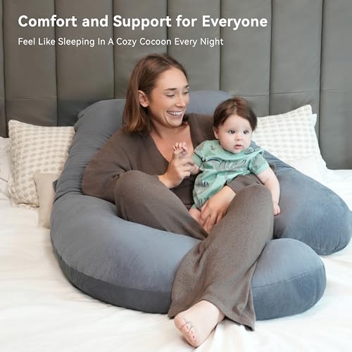 PinkFroggie Pregnancy Pillows, Soft U-Shape Maternity Pillow with Removable Cozy Velvet Cover-Full Body Support Pillows for Adults Sleeping-Pregnancy Must Haves