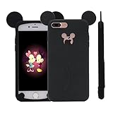 iPhone 7 Plus Case, MC Fashion Cute 3D Mickey Mouse Ears Soft and Flexible Silicone Rubber Phone Case Compatible for Apple iPhone 7 Plus (2016) and iPhone 8 Plus (2017) (Black)