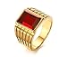 VNOX Stainless Steel Square Red Rhinestone Solitaire Ring for Men Wedding Band Engagement